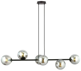 Lampadario a Sospensione in Acciaio e Vetro ROSSI 6 Nero 6xE14