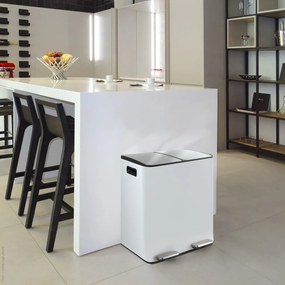 Cestino per la spazzatura bianco opaco in acciaio per raccolta differenziata/con pedale 2x20 l Aliya – Spirella