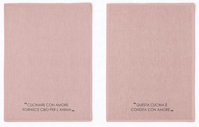 Set 2 strofinacci 45x65 cm ruggine con scritta in misto cotone