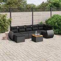 Set Divani da Giardino con Cuscini 8 pz Nero in Polyrattan 3257441