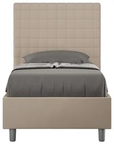 Letto singolo con rete imbottito 80x200 similpelle tortora Sunny