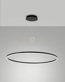 Leo sospensione nera a led 60w 3000k 6300lm d.100cm dimmerabile dali