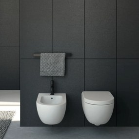 Coppia Di Sanitari Sospesi Senza Brida Ceramica Cielo "Enjoy 53" Bianco Lucido