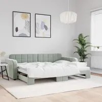 Divano Letto con Letto Estraibile Grigio Chiaro 80x200 Vellutocod mxl 130584