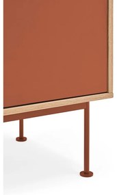 Cassettiera rosso mattone impiallacciata in rovere, larghezza 180 cm Yoko - Teulat