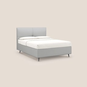 Greta letto contenitore dimensioni SLIM con testata trapuntata in ecopelle impermeabile T04 grigio chiaro