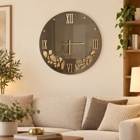 Orologio da Parete in Vetro D65 cm con Quadrante a Specchio Dettagli Bronzo - HILDI