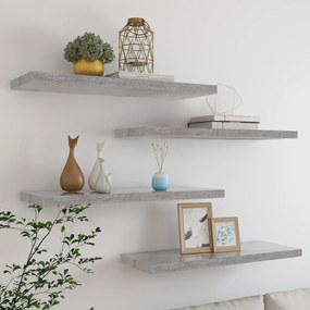 Scaffali A Parete 4 Pz Grigio Cemento 80x23,5x3,8 Cm İn Mdf /