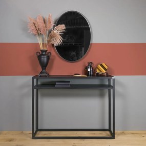 Tavolo consolle nero con piano in rovere massiccio 30x120 cm Daniël – Spinder Design