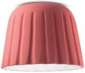 Plafoniera Piccola Vintage Decò Madame Gres Ceramica Rosa Corallo 1 Luce E27