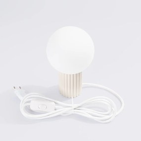 Lampada da tavolo color crema con paralume in vetro (altezza totale 19 cm) Orbital – Sollux