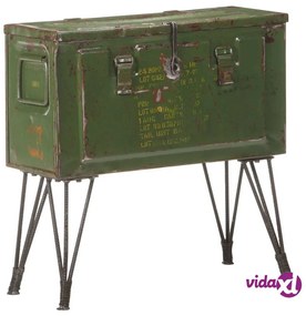 vidaXL Baule Portaoggetti Stile Militare 68x24x66 cm Ferro