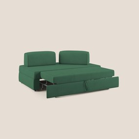 Liberty divano con pouf estraibile e schienali movibili in tessuto morbido impermeabile T02 verde