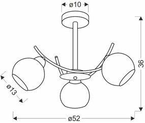 Lampadario a sospensione con supporto rigido AMOS 3xE27/40W/230V oro