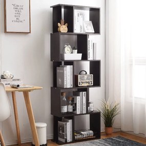 Libreria 5 ripiani Madrid L 60 x P 24 x H 171 cm marrone wenge