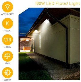 Aigostar - Riflettore LED LED/100W/230V grigio 4000K IP65