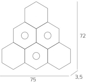 Plafoniera Moderna 6 Moduli Hexagon Metallo Grigio Antracite 3 Luci Led 12X3W