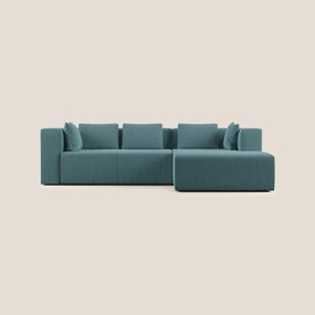 Nettuno divano angolare componibile in morbido tessuto bouclè T07 azzurro destro