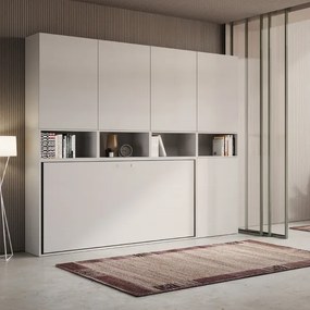 Letto NABOR singolo a scomparsa Bianco Frassino Composizione C