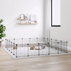 Gabbia per animali 20 pannelli con porta nera 35x35 cm acciaio