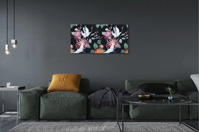 Quadro su tela Uccelli con fiori 100x50 cm