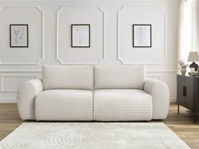 Divano color crema allungabile con rivestimento in velluto a coste 257 cm Lucien – Bobochic Paris