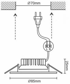Lampada LED da bagno da incasso LED/7W/230V 4000K bianca IP44
