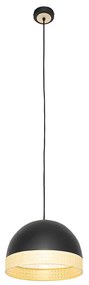 Lampada a sospensione orientale nera con rattan 30 cm - Magna Rotan