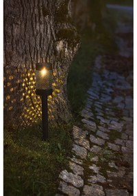 Luce solare a LED in acciaio inox nero, altezza 46 cm Blace - Star Trading