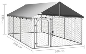 Gabbia per cani da esterno con tetto 400x200x150 cm