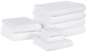 Set di 9 asciugamani cotone bianco MITIARO Beliani