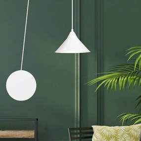 Sospensione Minimal 1 Luce Fujin In Acciao Bianco E Paralume A Cono