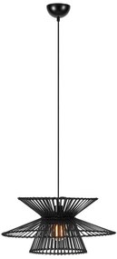 Lampada a sospensione nera con paralume in bambù ø 57 cm Duplici - Markslöjd