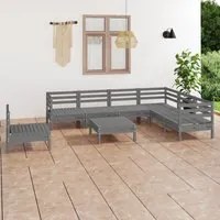 Set Salotto da Giardino 8 pz in Legno Massello di Pino Grigio 3083041