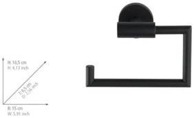 WENKO 24240100- Porta rotolo per carta igienica BOSIO BLACK 15x10,5 cm in acciaio inox/argento