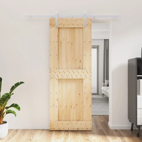 Porta Scorrevole Con Set Hardware 80x210 Cm Legno Massello Pino /