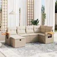 Set Divano da Giardino 6 pz con Cuscini Beige in Polyrattan 3265517