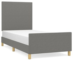 Giroletto con testiera grigio scuro 80x200 cm in tessuto