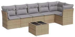 Set divani da giardino 7 pz con cuscini beige in polyrattan