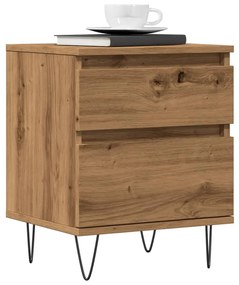 Comodini 2pz Rovere Artigianale 40x35x50 Cm Legno Multistrato /