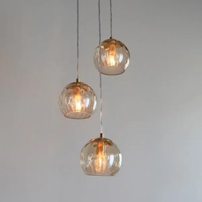 Endon 91971 - Lampadario a cavo DIMPLE 3xE14/7W/230V dorato/beige fumé