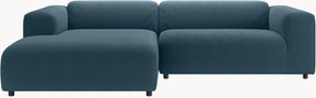 Divano angolare in velluto a coste blu navy freistil187