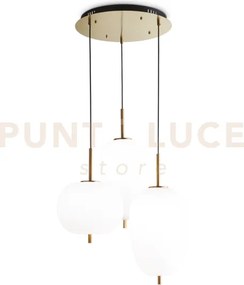 Umile sospensione 3 luci led 3000k 56w 5400 lm oro satinato e vetr...