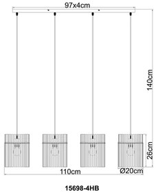 Globo 15698-4HB - Lampadario sospeso con cavo GORLEY 4xE27/60W/230V