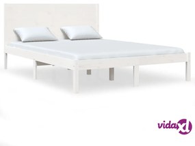 vidaXL Giroletto Bianco in Legno Massello 120x190 cm Small Double