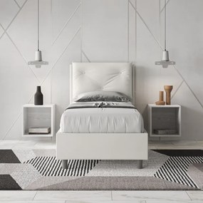 Letto singolo contenitore imbottito 80x200 similpelle bianco Appia