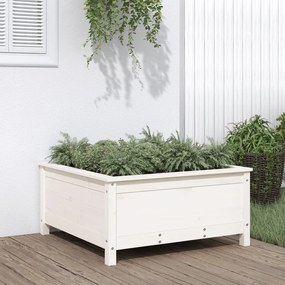 Fioriera Da Giardino Bianca 82,5x82,5x39cm Legno Massello Pino /