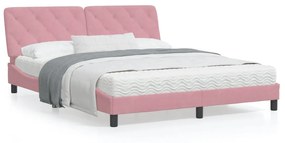 Letto con materasso rosa 160x200 cm in velluto