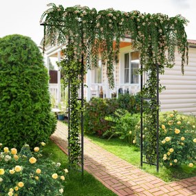 Costway Gazebo da giardino in metallo decorativo con tralicci per piante rampicanti, Arco da giardino 200x52x206cm