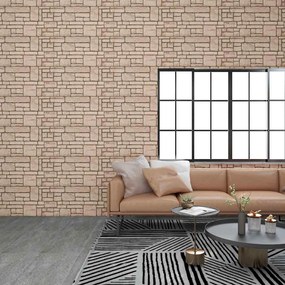 Pannelli Murali 3d Con Design A Mattoni Beige 10 Pz Eps /